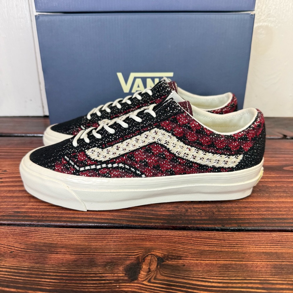 NIB Vans LX Old Skool 36 EK Geo Check Bordeaux Sneakers - New in Box! - Picture 2 of 11